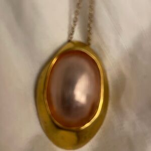 Alexis Bittar necklace 

Elegant Gold and Pink Pendant Necklace